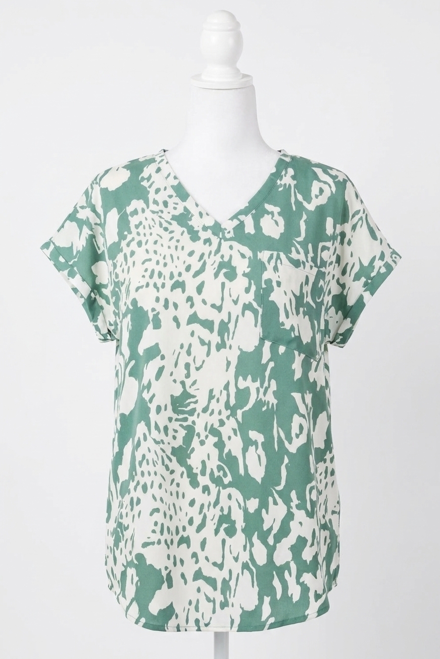NEW JODIFL short sleeve v neck top in sage